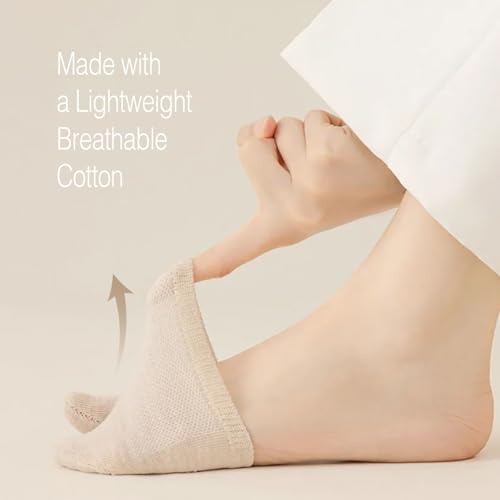 Women's Tabi Inspired Low Cut Split Toe Half Socks - Cotton Invisible Lightweight Liner Toe Topper Covers for Mules Clogs2