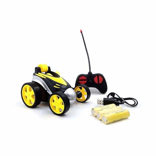 Image of Pink 360 Rotating Stunt Car Toy for Kids - LED Light Up Off-Road RC Vehicle with Flip & Spin Action, Rechargeable Electric Remote Control Car for Girls, Boys, Toddlers (Stunt Car Rotating)