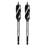 SUQIN 1/4 Zoll Sechskantschaft Schneckenbohrer 20mm x 165mm x 2Pcs Professional Holzbohrer,Selbstvorschub Stahl Schlangenbohrer für Weichholz, Hartholz,Kunststoff