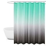 ONLYTOO Turquoise Ombre Shower Curtain Waffle Weave Textured Ombre Fabric Bath Shower Curtain Weighted Shower Curtain