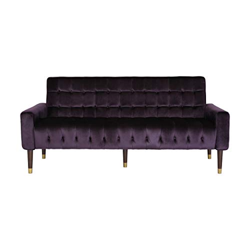 Christopher Knight Home Adan Tufted Velvet Sofa Tipped Tapered Legs, Blackberry And Gold Finish #TOP5