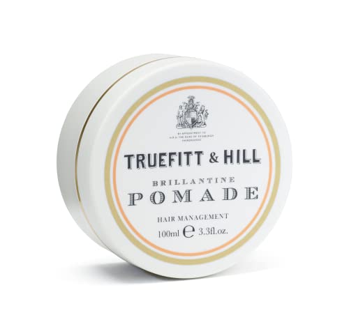 Truefitt & Hill Hair Styling Brilliantine Pomade | 100gm | Best for Small to Medium Hair |Medium Hold| Shine |Restylable | Easy Wash Off | Hair Styling Pomade|Hair Styling For Men|Safe For Daily Use|Non Greasy|Non Oily Look|Wheat Protein & Limonene