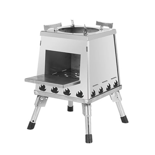 Hot tent stove Foldable Wood Stove Grill, 16 Heat Openings, Compact and Portable, Made of Stainless Steel, Fuel Independent, Versatile for Cooking, Grilling and Fire Pit (Silver, Medium)
