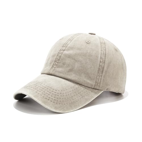 Verstellbare Baseball Cap Vintage Basecap Cap Gewaschene Baumwolle Verstellbar Baseball Caps Unisex Baseballkappe Verstellbare Metallschnalle Geeignet für Den Alltag Reisen Freien (Verwaschenes Beige)