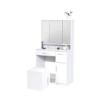 【送料無料】JKプラン 化粧台 スツール付き 幅60cm TSFLL0061WH Amazon｜JKプラン 三面鏡ドレッサー 化粧台 スツール付き