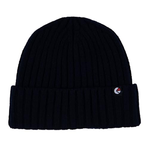 Bonnet en laine Ethika bleu marine contre le froid aux oreilles en hiver