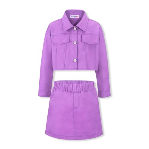 Image of WELAKEN Denim Skirt Sets for Girls Kids & Teen (Jean Jacket + Mini Skirts) II Girl's Clothing Sets