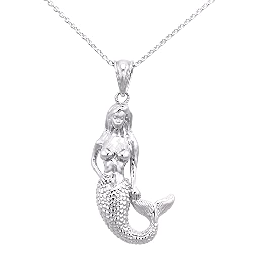 Sterling Silver Sea Mermaid Fairytale Sealife Pendant Necklace (Available Chain Length 16