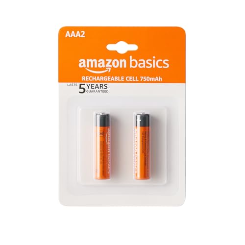 Image of Amazon Basics AAA Rechargeable 750 mAh Batteries | Ready-to-use | Pre-Charged Ni-MH Batteries (Pack of 2)