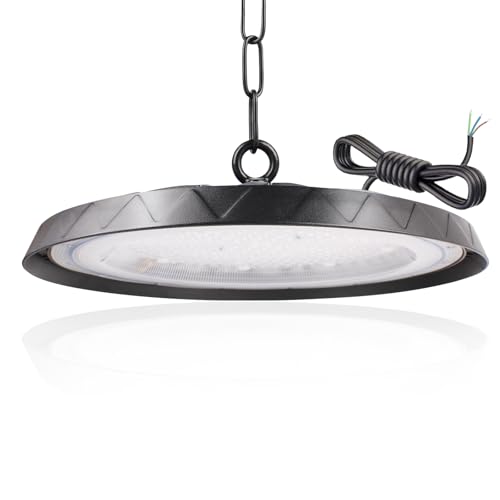 JINABLOSSY 300W UFO LED Lámpara de Alta Bahía, 6500K BlancaFría LED UFO High Bay Lumière,30000LM IP65 Impermeable Campana Industrial lampara techo para Fábricas, Aeropuerto, Patio, Garaje,Taller