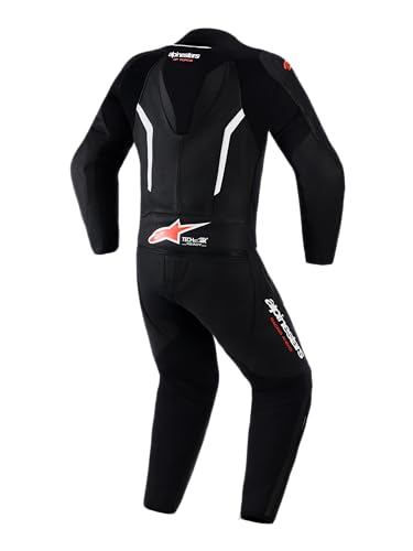 Alpinestars GP Force V2 Leather Suit Men\'s, Motorcycle Racing, Perforated Vent Panels, Tech-Air Ready - 48, Black/White/Red Fluo