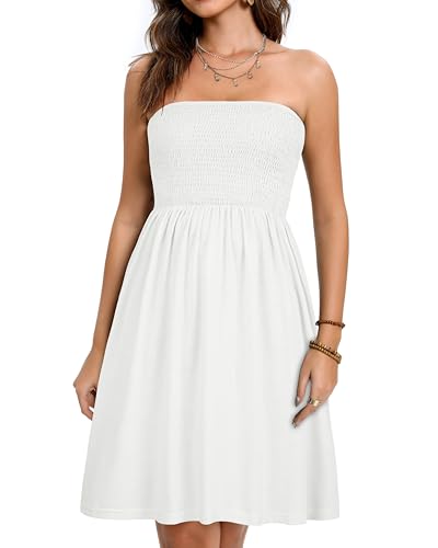 elescat Summer Dresses for Women Strapless Casual Beach Cover Ups Tube Top Sundress4