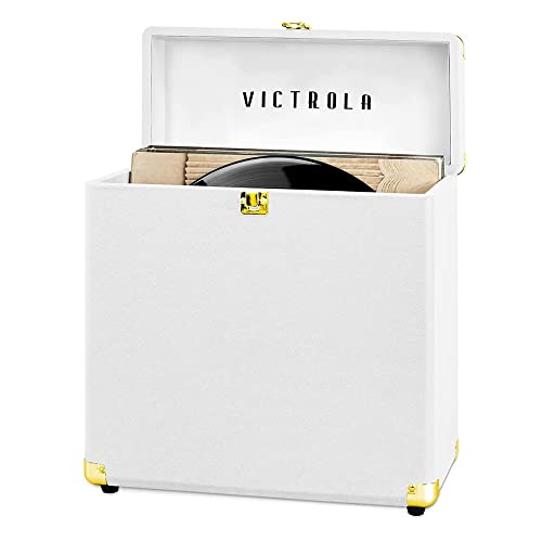 Victrola Vintage Vinyl Record Storage and Carrying Case, Fits All Standard Records - 33 1/3, 45 and 78 RPM, Holds 30 Albums, Perfect for Your Treasured Record Collection, White, 1SFA (VSC-20-WHT) Victrola Vintage Vinyl Record Storage and Carrying Case, Fits All Standard Records - 33 1/3, 45 and 78 RPM, Holds 30 Albums, Perfect for Your Treasured Record Collection, White, 1SFA (VSC-20-WHT)