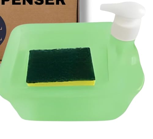Image of Zuku Liquid Soap Dispenser for Kitchen Dishwash Liquid Soap Dispenser for Kitchen Sink Dish Washer Box Kitchen Dispenser Liquid with Free Sponge(Green)