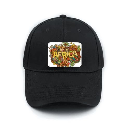 Casquette de baseball noire broderie art aborigène africain avec fermeture réglable