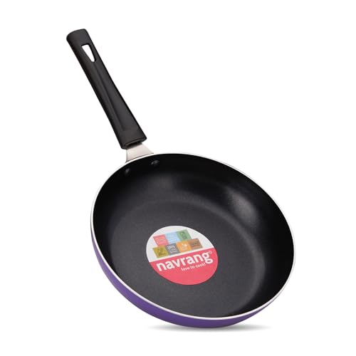 Image of NAVRANG Non Stick Cookware Set of 3 Pcs | Nonstick Dosa Tawa 26 cm & Frypan 22cm with Stainless Steel Lid | Non-Induction - Purple