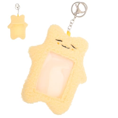 TEMPNAP Tarjetero de Felpa Amarillo para Tarjetas de Visita y Postales, Funda Fácil de Usar y Conveniente para Limpiar, Adecuado para Trabajadores y Doctores