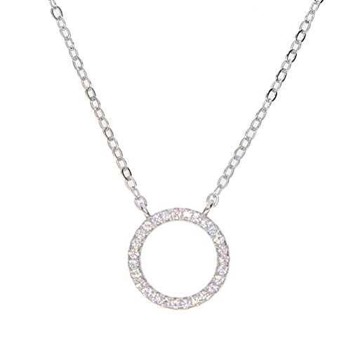 Collier pendentif rond en argent massif bijou géométrique micro-pavé femme