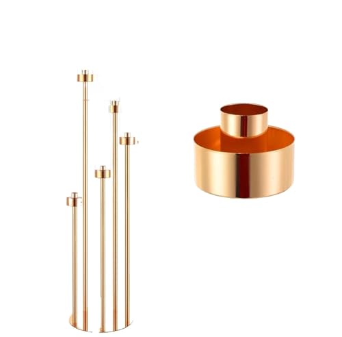 Porta Velas Candelabro de pie Dorado 5 Brazos y 42,5' Alto, Centro Mesa, Juego candelabros Metal(1pcs)