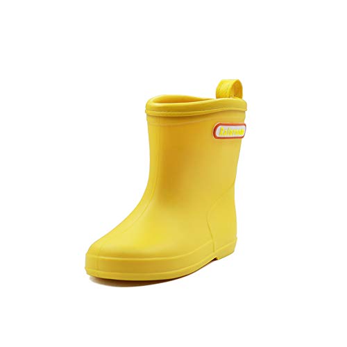 QUNUNOIRE-Botas de Lluvia Botas de Agua Impermeable Antideslizante Botas de Goma Wellington Willies PVC para Niños/Niñas Infantiles Amarillo 27 Cover