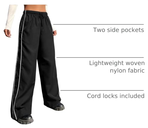 Image of EXARUS Girls Parachute Pants Cargo Hip Hop Wide Leg Baggy Y2K Teen