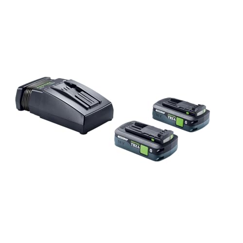 Festool 578733 18V Starter Energy Set | 2 x BP 18 TBX 4.0Ah Tabless Batteries & TCL 6 Rapid Charger, Bluetooth-Enabled Cordless Power System