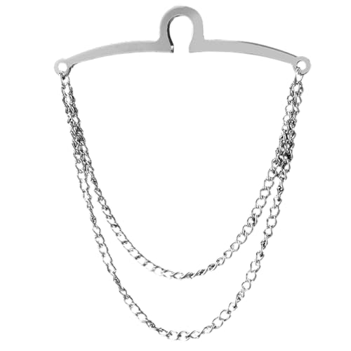 ZYKEJJDDAK Cadena de corbata para hombre, doble cadena, blusas, corbata, cadena de eslabones, hebilla de metal, clips de corbata de metal, para negocios, boda, formal, 3.12x2.34in, cobre