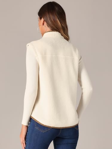 Allegra K Women's Fleece Vest Button Down Sleeveless Jacket with Pockets Oversized Fuzzy Vests4