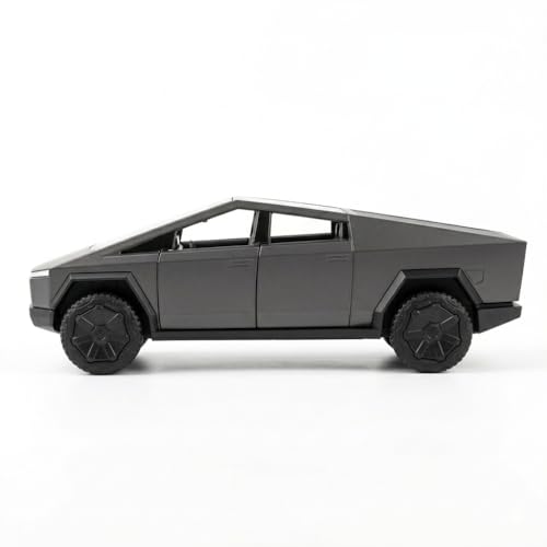 Image of Tesla Cybertruck Pickup 1:36 Scale Die-Cast Metal Car Model - Openable Doors Pull-Back Alloy Electric Truck Collectible Toy Car