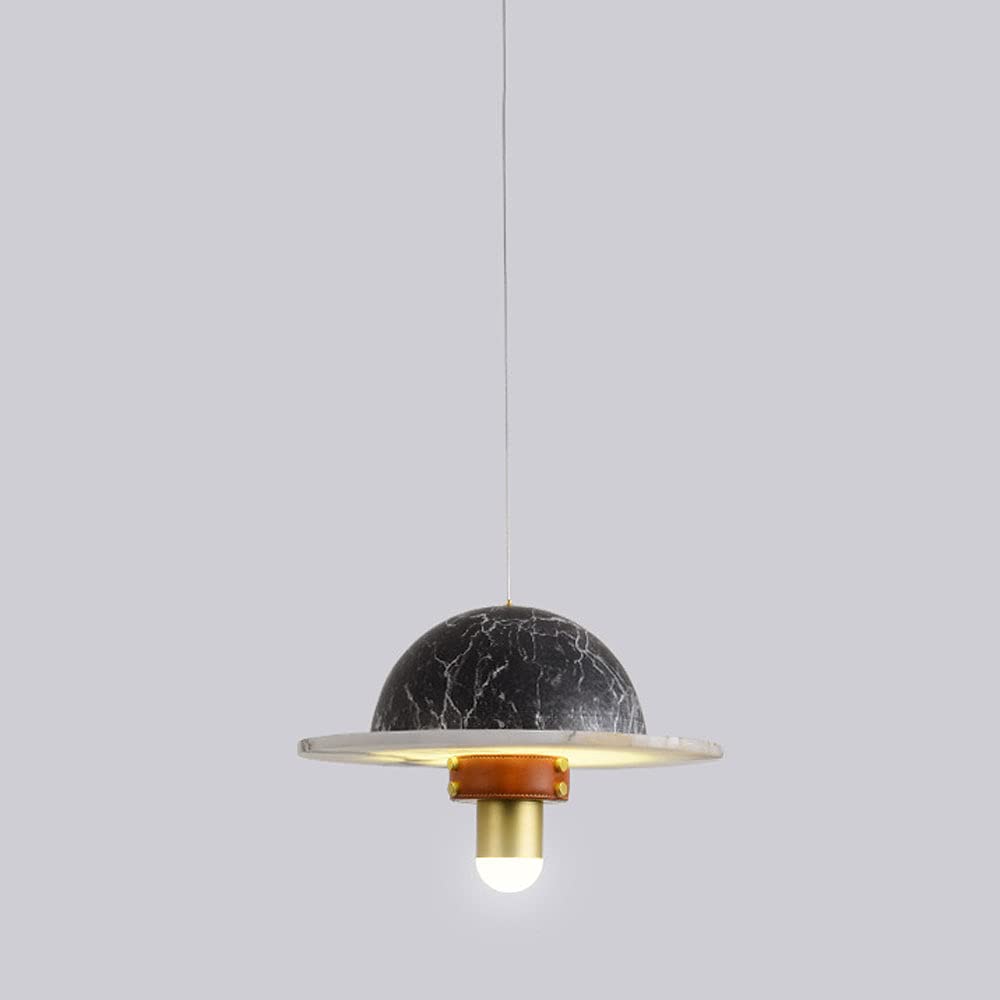 Lustre marbre et cuir lampe suspension LED pour bureau sombre