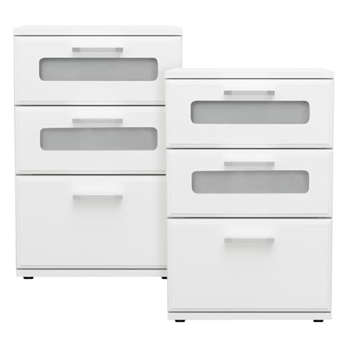 ML Design 2X Mesitas de Noche con 3X Cajones