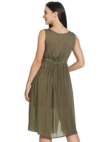 Image of Mine4Nine Women's Rayon A-Line Midi Casual Dress