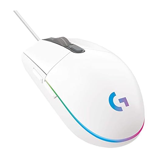 Logitech G203 Lightsync Gaming Mouse with Customizable RGB Lighting, 6 Programmable Buttons, Gaming Grade Sensor, 8k DPI Tracking, Light Weight (White) (Renewed)