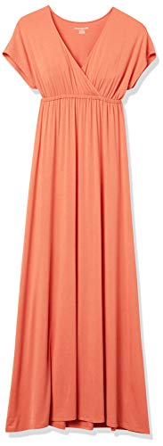 Image of Amazon Essentials Women's V Neck Short Sleeve Waisted Maxi Dress (Available in Plus Size)