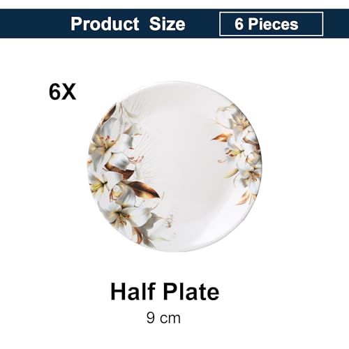 Image of Golden Fish 6 Pieces Quarter Plate Set for Snacks & Breakfast | Small Serving Plates for Kitchen | Strong, Lightweight & Space Saving Design | Ideal for Daily Use, Tea-Time & Gifting