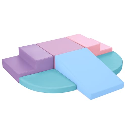 Image of TODIBY 6-Piece Foam Climbing Blocks for Toddlers: Colorful Climbing Gym PU Leather Baby Foam Building Blocks Indoor Toy