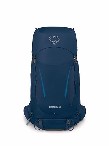 Image of Osprey Kestrel 48L Men's Backpacking Backpack, Blue S-M | hiking pack, camping gear, overnight trail pack, Blue color, S-M size