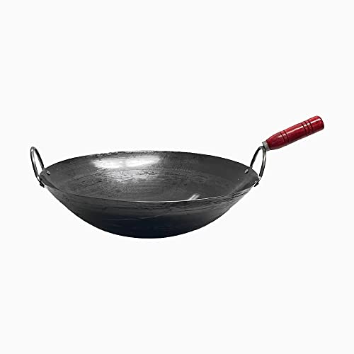 Wok de acero al carbono 16'' Prolinemax con mango ergonómico