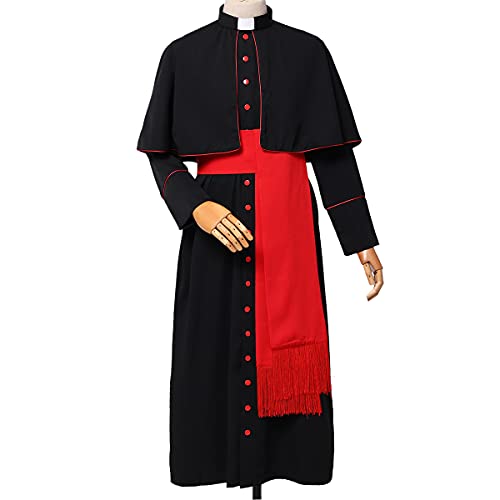 BLESSUME Priest Soutane Roman Cassock Costume Minister Choir Cassock with Cincture Band Belt2