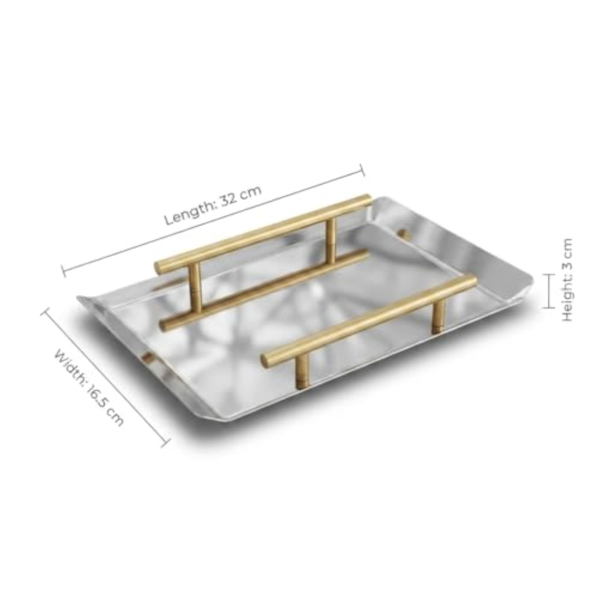 Modern Rectangle Decorative Serving Tray with Golden Handles