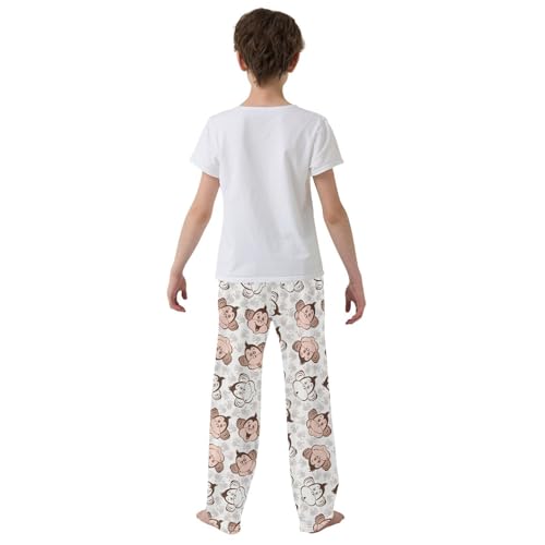 ZZXXB Chimpanzee Footprint Boys Long Pants Soft Trousers Elastic Waist Kids Lounge Bottoms with Pockets S-XL3