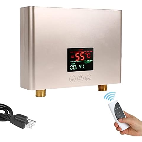 Durchlauferhitzer 3000w Elektrischer Durchlauferhitzer Mini Warmwasserbereiter für Küche Bad Handwaschbecken (Gold 3kw) Cover