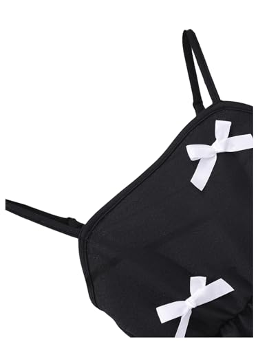 OYOANGLE Girl's Bow Knot Spaghetti Straps Cami Dress High Waist Flared A Line Dresses3