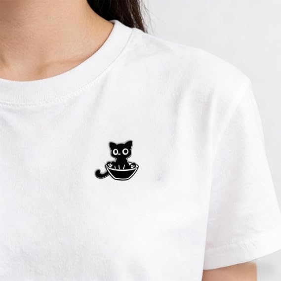 7 piezas de pins, simpáticos pins esmaltados con motivos de animales de dibujos animados, gatos negros y broches de aleación de zinc para ropa, regalo para San Valentín. — view 6