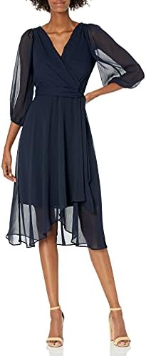 DKNY Women's Faux Wrap Dress, Navy Blues, 12