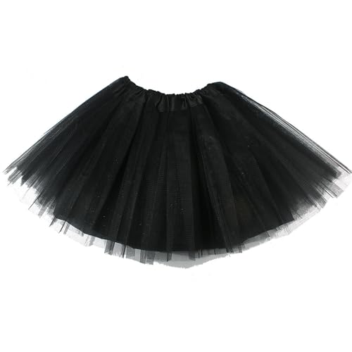 Tutus for Women and Big Girls Black Tulle Skirts 80S Princess Dance Tutu for St.Patricks Day/Halloween Party Favors (Black)