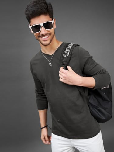 Image of INKKR Men's Solid Plain V-Neck T-Shirt