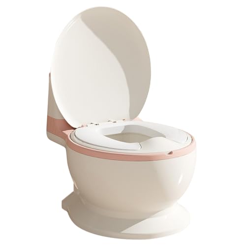Maceta de baño para bebé con ruido de caza, inodoro para niños, olla de aprendizaje de la limpieza, con sonido real y pilas incluidas, elevador de inodoro para niños, 18 meses (rosa)