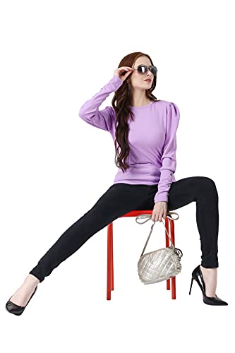 Image of POPWINGS Casual Solid Puff Button Long Sleeves Tops for Women || Summer Round Neck and Stylish Western Top for Women