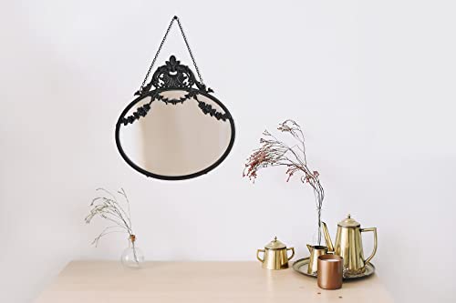 Creative Co-op Vintage Pewter Framed Wall Mirror with Decorative Chain, Black, 34.3L x 26.7W cm - Image 2